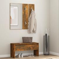Garderobe set bewerkt hout gerookt eikenkleurig