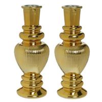 Bloemenvaas Venice - 2x - voor kleine stelen - gekleurd glas - ribbel goud - D5,7 x H15 cm