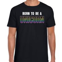 Born to be a unicorn regenboog / LHBT t-shirt zwart voor heren - thumbnail