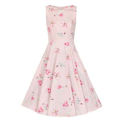 Hearts & Roses Catherine Floral Gingham Swing Dress Pink-XXL