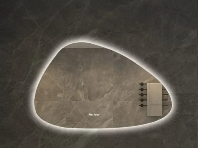 NordiLux Design Badkamerspiegel - Slimme LED Wandspiegel met Onregelmatige Vorm en Aluminium Frame