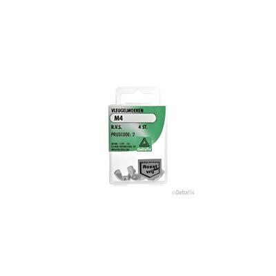 Vleugelmoer m4 rvs 4st - Deltafix