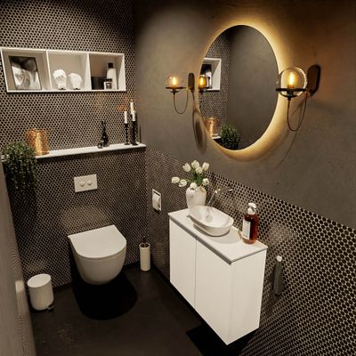 MONDIAZ FOWY toiletmeubel 60cm kleur talc. Waskom positie midden kleur talc | talc. Zonder kraangat
