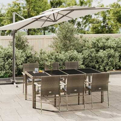7-delige Tuinset met kussens poly rattan grijs