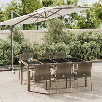 7-delige Tuinset met kussens poly rattan grijs