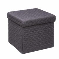 Poef - hocker - opbergbox - donkergrijs - polyester/mdf - 31 x 31 cm - opvouwbaar - thumbnail