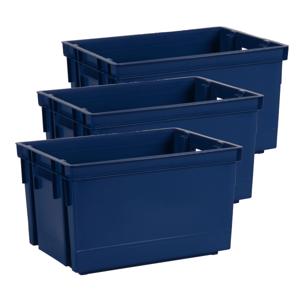 Opbergbox/opbergkrat 20 L - 6x - blauw - kunststof - 39 x 29 x 23 cm - stapelbaar/nestbaar