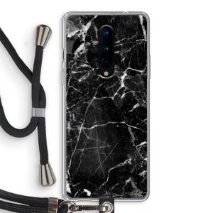 Zwart Marmer 2: OnePlus 8 Transparant Hoesje met koord