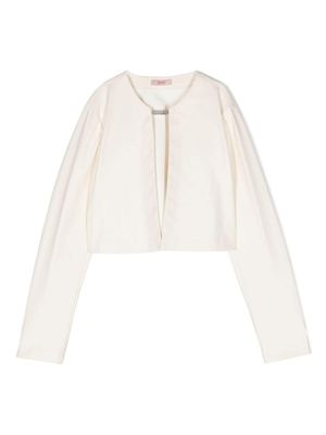 Liu Jo Kids veste crop en cuir artificiel - Blanc