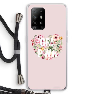 GRL PWR Flower: Oppo A95 5G Transparant Hoesje met koord