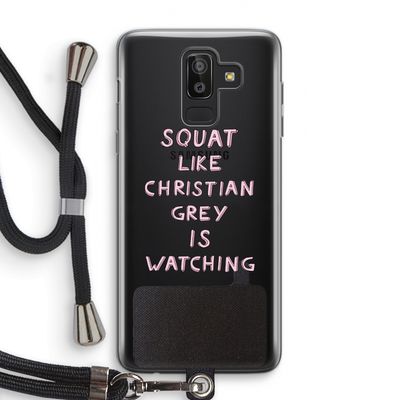 Christian Grey: Samsung Galaxy J8 (2018) Transparant Hoesje met koord