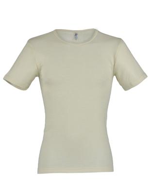 Heren T-Shirt Zijde Wol Engel Natur Kleur Gebroken wit Maat 50/52 - Large