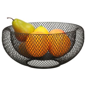 Fruitschaal/fruitmand rond zwart metaal 27 cm