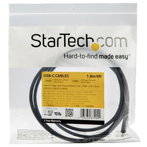 StarTech.com USB-C naar USB-C kabel met 5A/100W PD M/M 1,8 m USB 3.0 (5Gbps) USB-IF certificatie