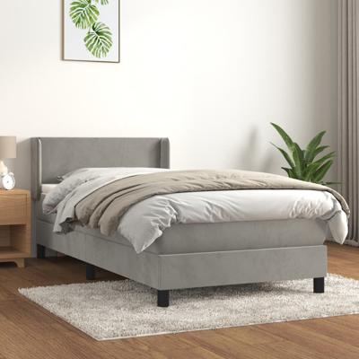Boxspring met matras fluweel lichtgrijs 90x190 cm