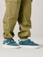 Leren sneakers met klittenband voor jongens kleutercollectie jeansblauw