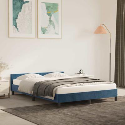 Bedframe zonder matras 140x200 cm fluweel donkerblauw