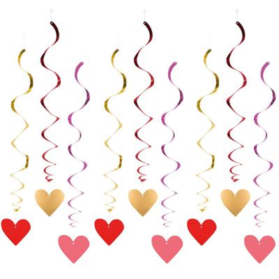 Hartjes hangdecoratie - 9x stuks - rood/roze/goud - 85 cm - valentijn - bruiloft - versiering Hartjes hangdecoratie - 9x stuks - rood/roze/goud - 85 cm - valentijn - bruiloft - versiering