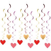 Hartjes hangdecoratie - 9x stuks - rood/roze/goud - 85 cm - valentijn - bruiloft - versiering