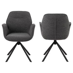 Eetkamerstoel Nora - Donker Grijs/Mat Zwart - Set van 2