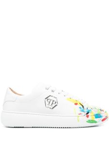 Philipp Plein baskets à imprimé taches de peinture - Blanc