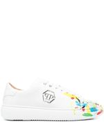 Philipp Plein baskets à imprimé taches de peinture - Blanc