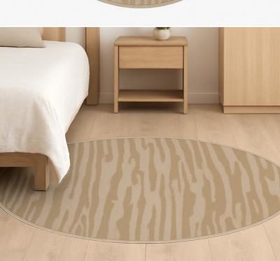 Abstracte streep beige rond vinyl tapijt slaapkamer
