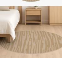 Abstracte streep beige rond vinyl tapijt slaapkamer