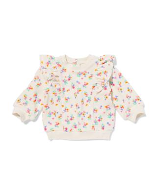 HEMA Babytrui velours rib bloemen ecru (ecru)