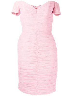ANOUKI robe courte drapée à épaules dénudées - Rose
