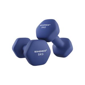 Hexagon dumbbells voor thuis met neopreen coating, Blauw / 2 x 5 kg