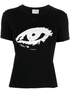 Courrèges t-shirt en coton à imprimé graphique - Noir