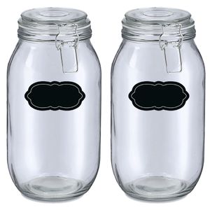 Weckpot/inmaakpot - 4x - 2L - glas - met beugelsluiting - incl. etiketten