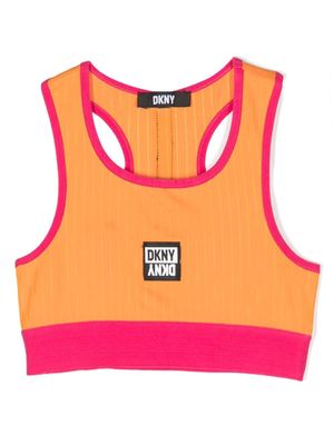 Dkny Kids t-shirt crop à patch logo - Orange