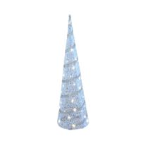 LED kegel/piramide kerstboom lamp - wit - rotan/kunststof - H39 cm