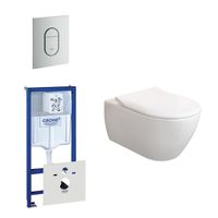 Villeroy & Boch Subway 2.0 ViFresh toiletset met slimseat softclose en quick release en bedieningsplaat verticaal mat chroom 0729205/0729241/ga91964/sw60341/ - thumbnail