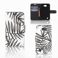 LG K4 Hoesje Leaves Grey - thumbnail