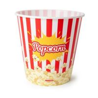 Popcorn bak - rood/wit retro print - kunststof - 18 x 18 cm - 2.8 liter - herbruikbaar