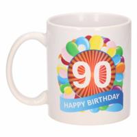 Cadeau 90 jaar mok / beker ballon thema - feest mokken - thumbnail