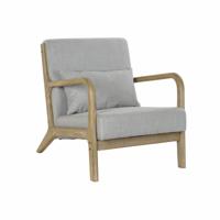 Leunstoel DKD Home Decor Grijs Polyester Linnen Rubberwood (65 x 83 x 74 cm)