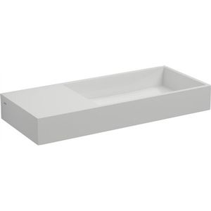 Fontein Clou Mini Wash Me Plus 56x24x7.5cm Mineraal Marmer Glans Wit (Met Voorbewerkt Kraangat Links)