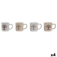 Mok Home ESPRIT Wit Beige Traditioneel Levensboom 330 ml (4 Stuks)
