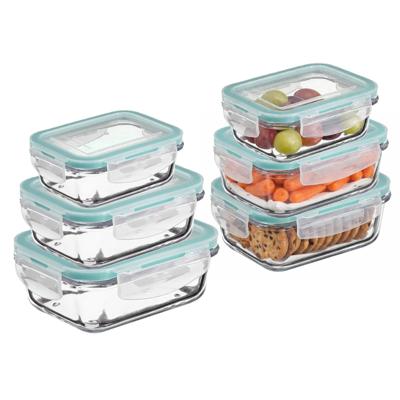 5Five Vershoudbakjes met deksel - glas - luchtdicht - met clips - 6x stuks - 330 - 540 - 800 ml 5Five Vershoudbakjes met deksel - glas - luchtdicht - met clips - 6x stuks - 330 - 540 - 800 ml