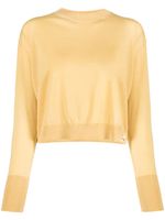 Herno pull en laine vierge à coupe crop - Jaune