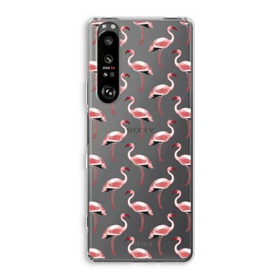 Flamingoprint groen: Sony Xperia 1 III Transparant Hoesje