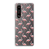 Flamingoprint groen: Sony Xperia 1 III Transparant Hoesje