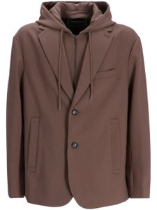 Emporio Armani blazer boutonné à capuche - Marron