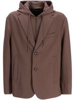 Emporio Armani blazer boutonné à capuche - Marron