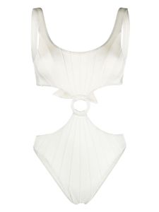 Noire Swimwear maillot de bain à découpes - Blanc