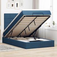 Ottoman bed met matras en LED's 120x190 cm stof blauw